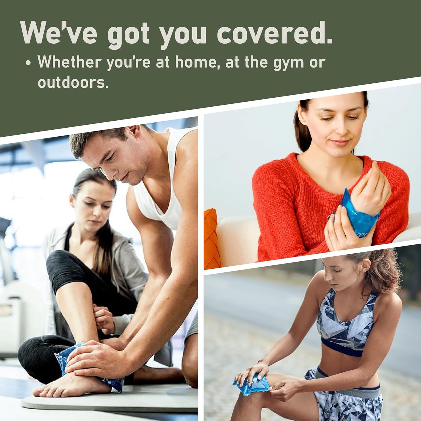 4PK Flexible Gel Ice Packs for Injuries Reusable - Gel Ice Pack Cold Compress for Knee, Back, Neck, Wrist, Hand, Elbow, Ankle Pain Relief - 9.5" x 4.5"