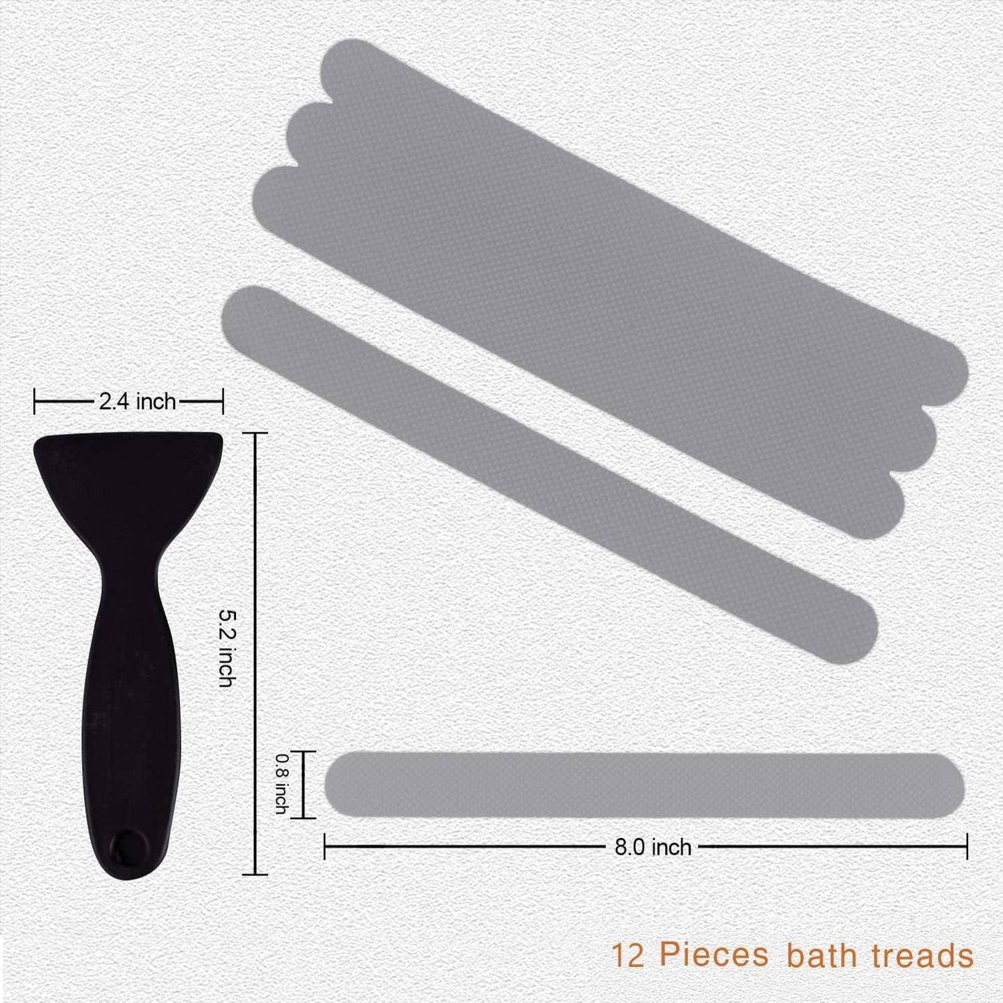 Non-Slip Bathtub Stickers,24 PCS Safety Bathroom Tubs Showers Treads Adhesive Decals Scraper (Gray)