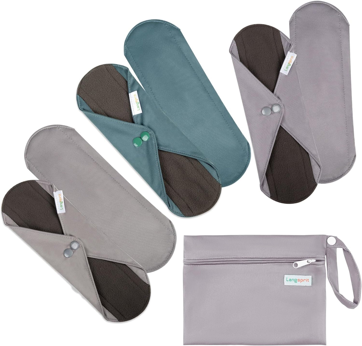 7pcs Set 1 pc Mini Wet Bag +6pcs Absorbent Reusable Sanitary Pads/Washable Cloth Menstrual Pads(Morandi-1,S)