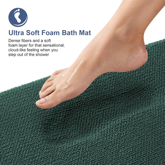 OLANLY Thick Memory Foam Bath Mat Rug 36x24, Extra Soft Absorbent Bathroom Rug, Quick Dry Bath Mats, Non-Slip, Washable Carpet for Bathroom, Tub and Shower, Home Decor Accessories, Blackish Green
