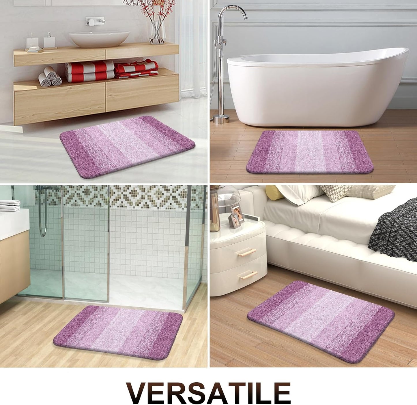 OLANLY Bathroom Runner Rugs 44x24, Extra Soft Absorbent Microfiber Bath Rugs, Rubber Backing, Quick Dry, Washable Bath Mats for Bathroom Floor, Tub and Shower, Home Decor Accessories, Pinkish-Purple