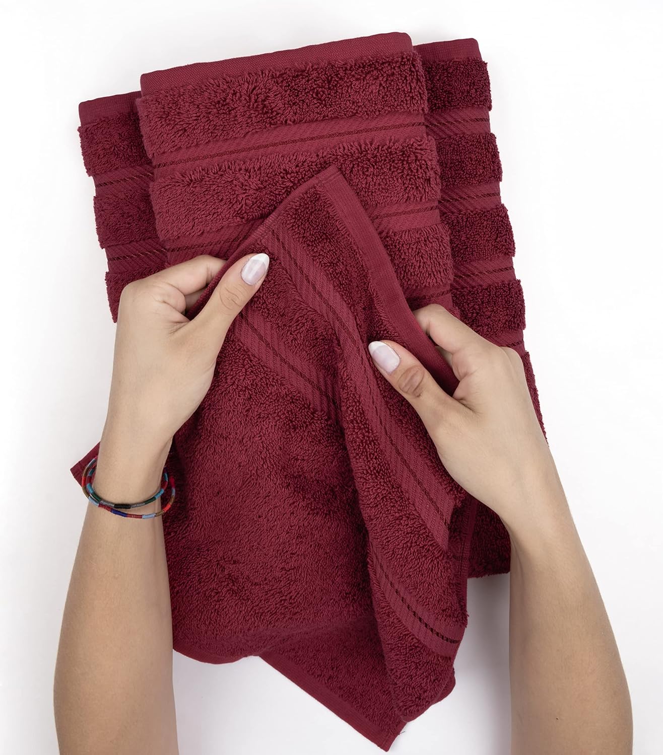 American Soft Linen Luxury 4 Piece Bath Towel Set, 600 GSM 100% Cotton Turkish Bath Towels for Bathroom 27x54 in Extra Large Bathroom Shower Towels, Bordeaux Red