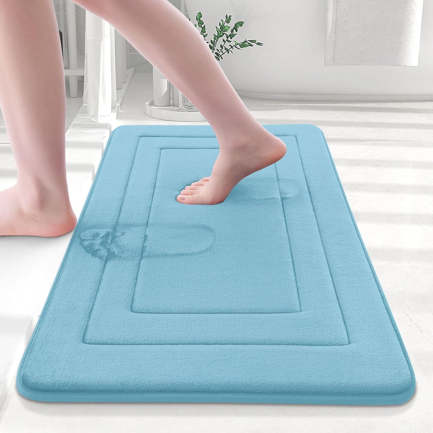 Arotive Memory Foam Bathroom Rug Mat 30x20, Ultra Soft and Absorbent Bath Mat, Machine Wash Dry, Comfortable Bath Rug Carpet for Bathroom Floor, Tub and Shower, Blue
