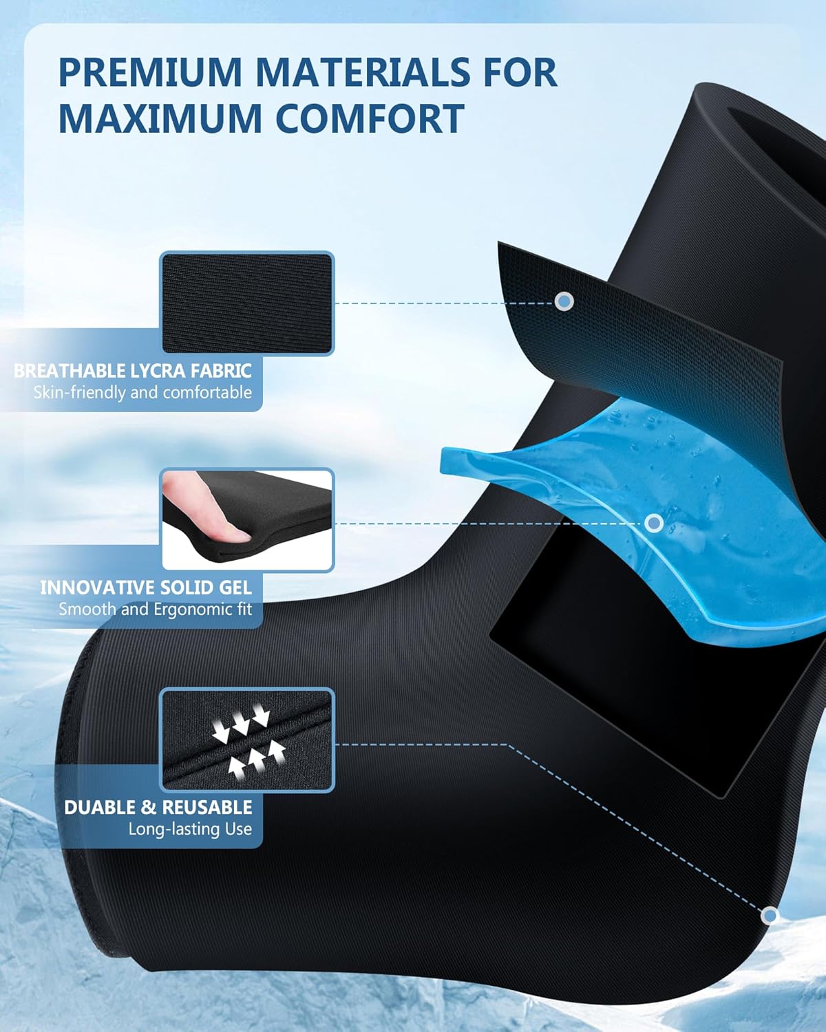 Ankle Foot Ice Pack Wrap for Injuries, Reusable Gel Ice Pack for Hot and Cold Therapies, Flexible Cold Pack for Achilles Tendonitis,Plantar Fasciitis,Swelling,Sprained,Post-Surgery Recovery