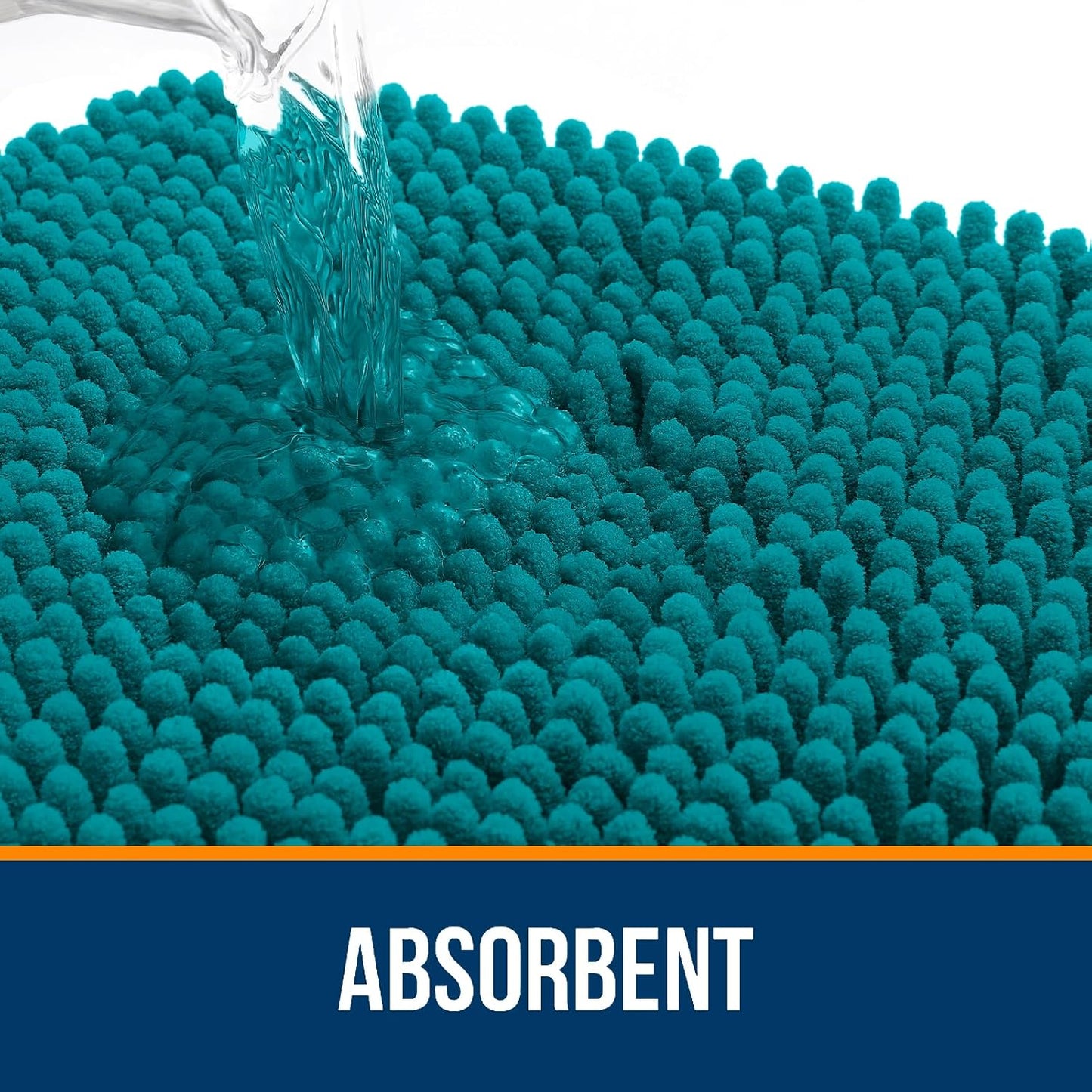 OLANLY Bathroom Rugs 36x24, Extra Soft Absorbent Chenille Bath Rugs, Rubber Backing Quick Dry, Machine Washable Bath Mats for Bathroom Floor, Tub and Shower, Home Decor Accessories, Deep Lake