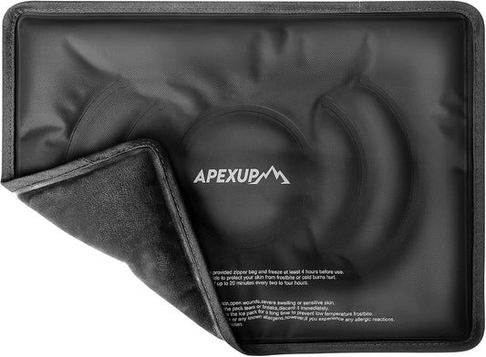 APEXUP Gel Ice Packs for Injuries Reusable, Flexible Double Sided Cold Packs for Injuries, Ice Pack for Knee, Shoulder, Back, Hip, Leg, Arm (Black, L, 1PK)