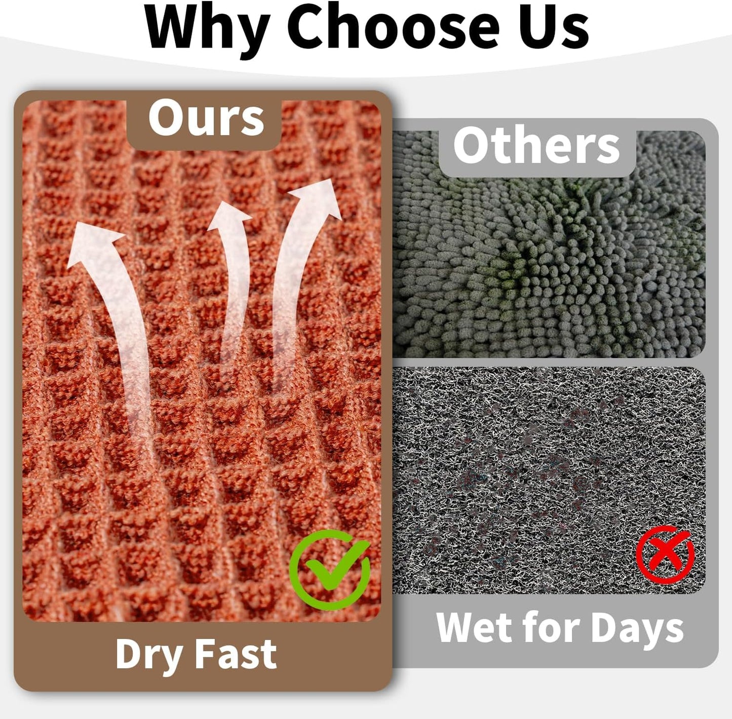 Waffle Runner Bath Mat - Long Boho Bathroom Rugs Non Slip Washable, Super Absorbent & Quick Dry, Soft Bath Mat Farmhouse Bathroom Decor, 24'' x 72'', Dirty Orange