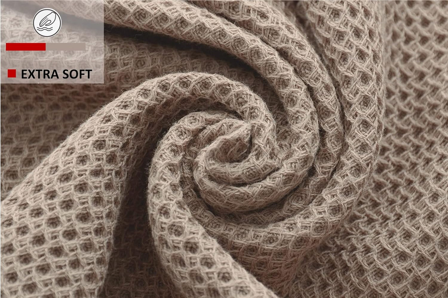 Kitchen Towels 100% Cotton Waffle Weave Dish Towel for Cleaning Drying Dishes Extra Absorbent and Soft, Dish Cloth,13 x 28 in (Brown-6 Pack)