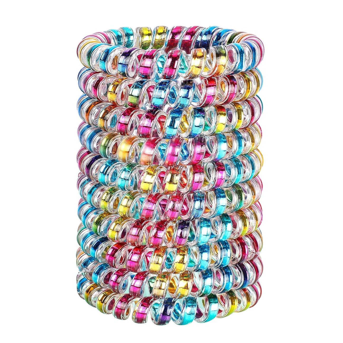 JessLab Spiral Hair Ties for Women, 10-Pack Traceless No-Damage Ponytail Holders, Coils Hair Bands for Girls, Assorted Colors