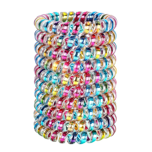 JessLab Spiral Hair Ties for Women, 10-Pack Traceless No-Damage Ponytail Holders, Coils Hair Bands for Girls, Assorted Colors