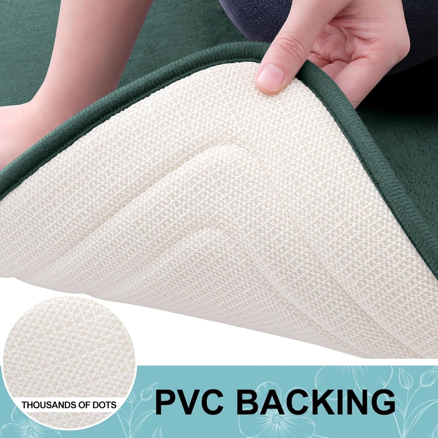 Grandaily Memory Foam Bath Mat Rug 30x20, Ultra Soft, Non-Slip and Absorbent Bathroom Rugs, Machine Wash Dry, Comfortable Bath Carpet for Bathroom Floor, Tub and Shower, Dark Green