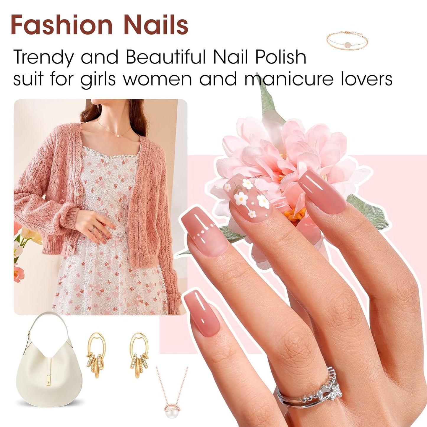 GELLEN Nail Polish Neutral Earth Tones, Nude Dusty Rose Fall Winter Air Dry Regular Nail Polish 6-color Set for Finger Toe Nails Home Salon All Seasons, Not UV Gel, Hema Free, Non Toxic, TPO Free
