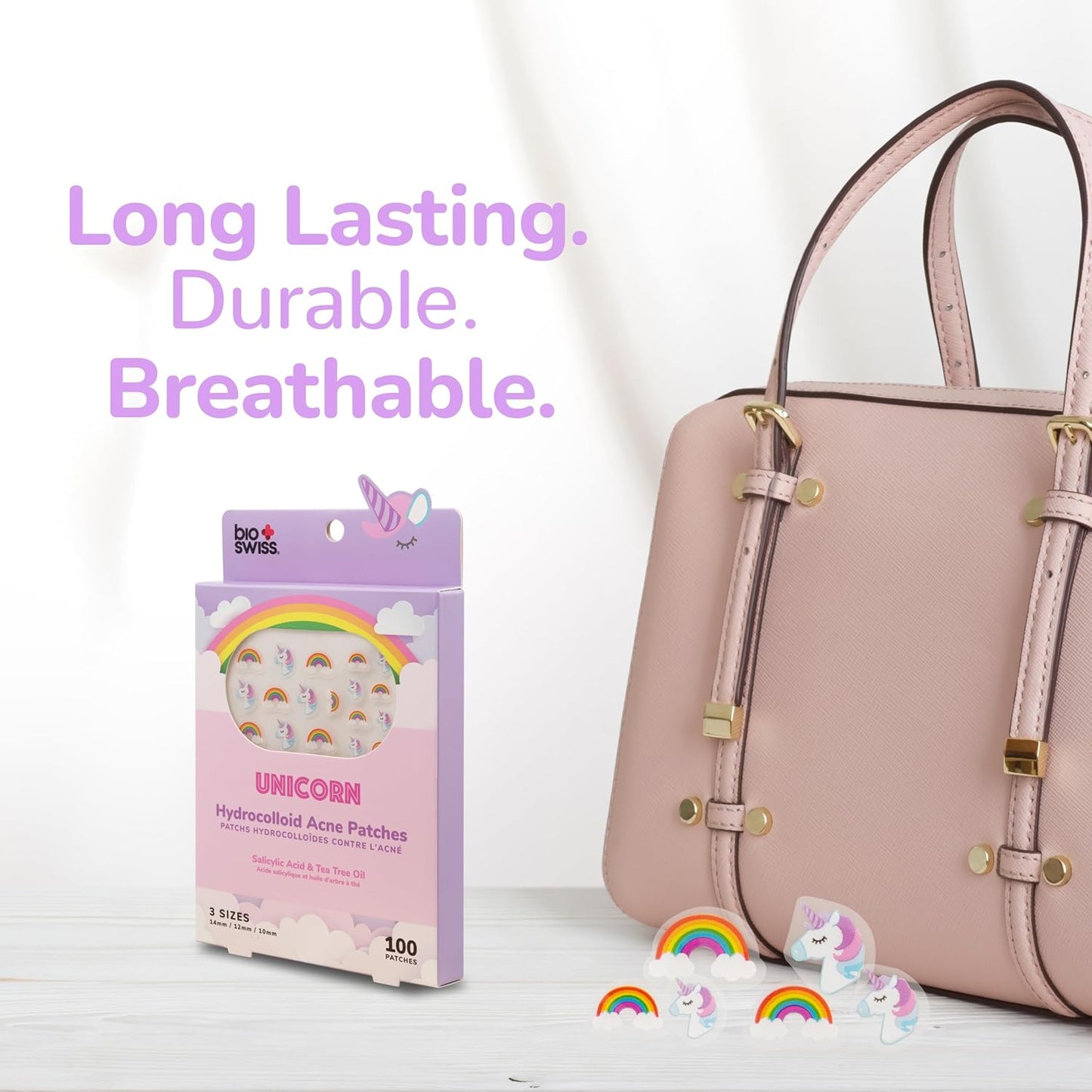 BioSwiss Pimple Patches, Rainbow Unicorn Patch for Zits and Blemishes, Hydrocolloid Spot Stickers for Face and Skin, 100 Count