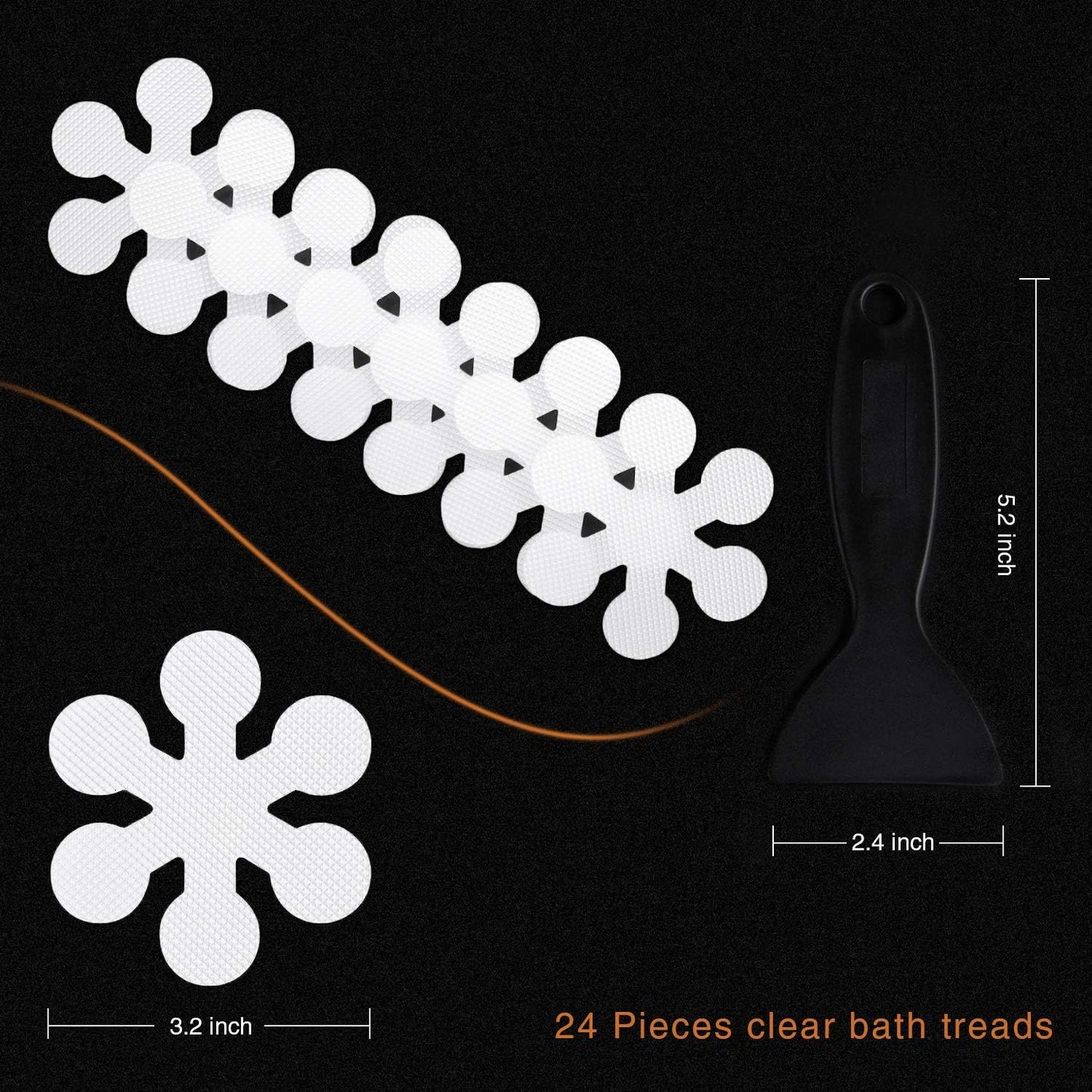 Bathtub Stickers Non-Slip, Safety Shower Treads Adhesive Appliques with Premium Scraper