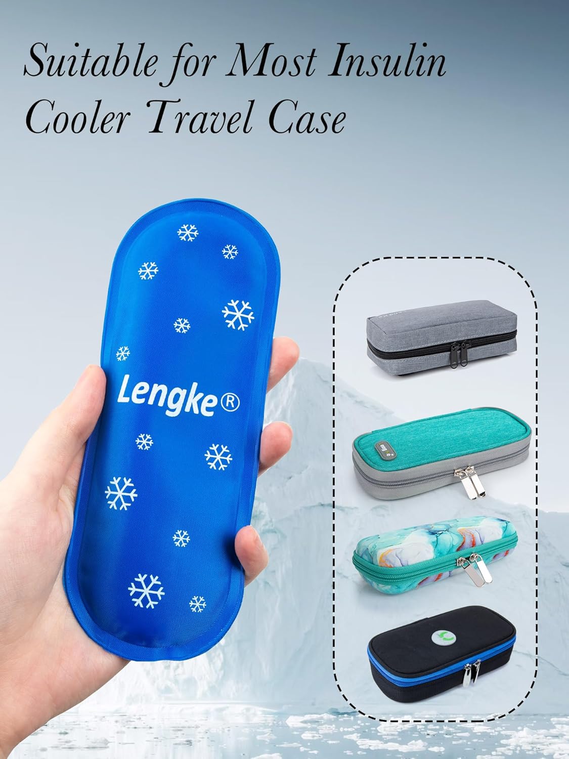 Leng Ke TSA Approved Ice Packs 2 pcs, Upgraded Reusable Ice Packs for Insulin Cooler Travel Case