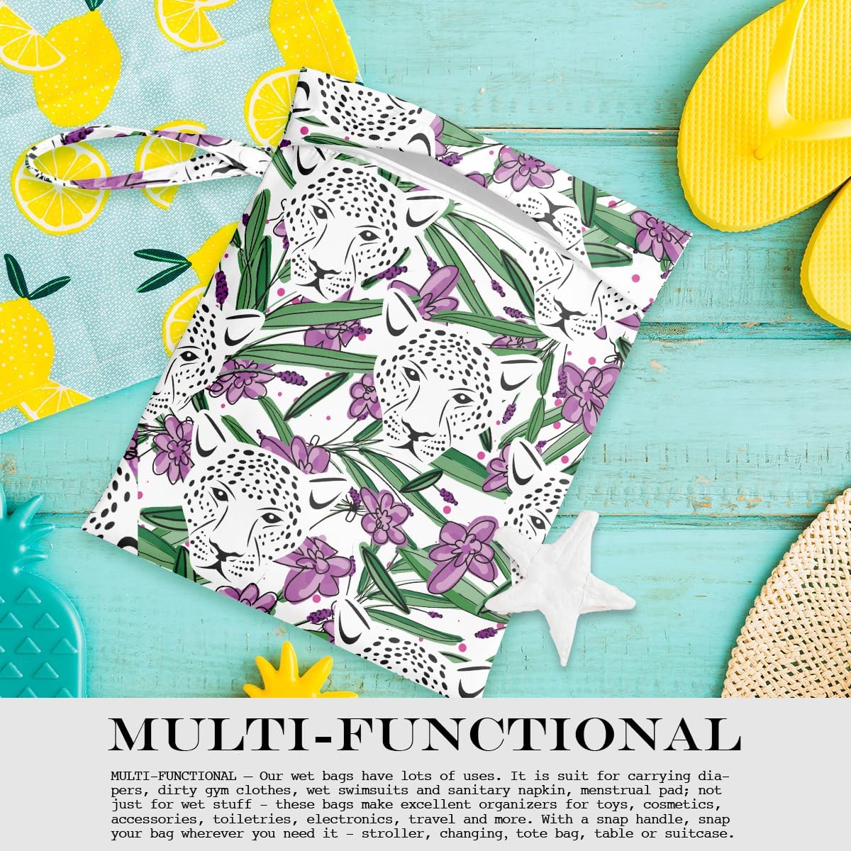 Wet Bag, Wet Dry Bag, Wet Bag for Swimsuit, Travel, Beach, Pool, Diapers, Dirty Yoga Gym Clothes, Makeup Bag, Waterproof Tropical Palm Leaves Decor Jungle Palm Leaf Favors