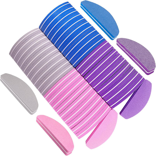 Nail Buffers (40 pcs), Buffer Block Nail Files Bulk for Acrylic Nails and Natural Nails Double Sided 100/180 Grit Portable Washable Sanding Buffing Buffers Arc Shape (40Pcs Multicolor)
