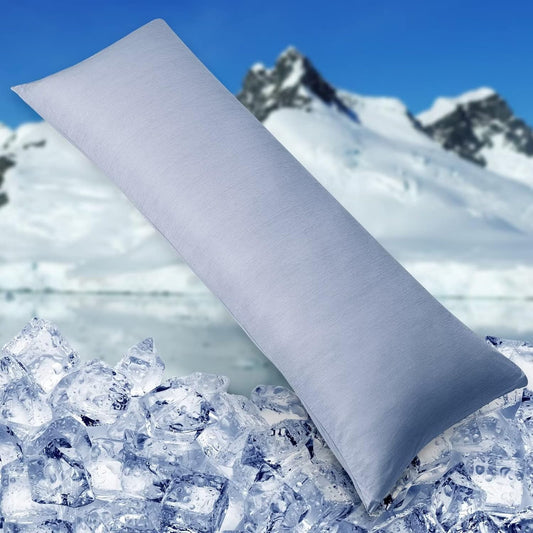 HOMFINE Cooling Pillowcase Body Size - Double Side Q-Max 0.439 Cooling Fiber for Pillow Protector, Breathable Long Cold Pillow Cover for Hot Sleeper Night Sweat, Hidden Zipper, 1 Pack (20"x54", Blue)