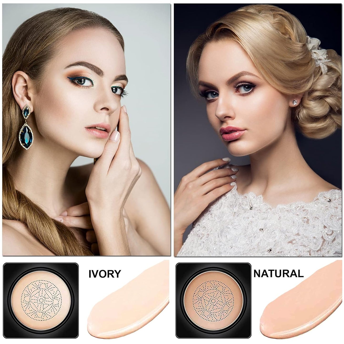 Mushroom Head Air Cushion CC Cream Foundation BB Cream Foundation Makeup Moisturizing CC Cream Liquid Foundation,Concealer Lasting Makeup Foundation Even Skin Tone Makeup Base Primer(Ivory)