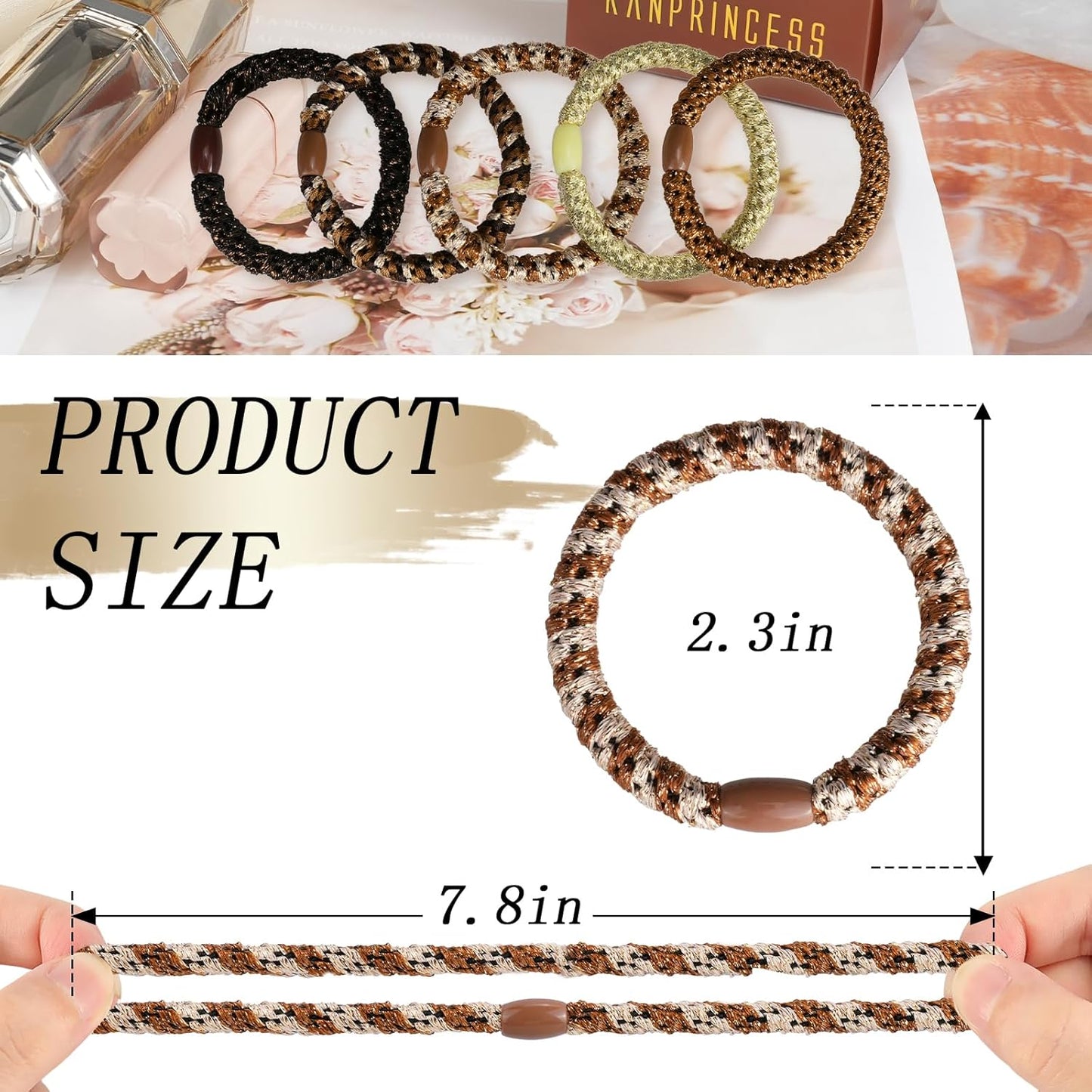 20Pcs Hair Ties For Thick Hair, Strong Stretchy Hair Bands For Women Girls, No Slip Braided Hair Ties No Damage, Ponytail Holders-Exceptionally Secure with Gentle Hold (Set 2)