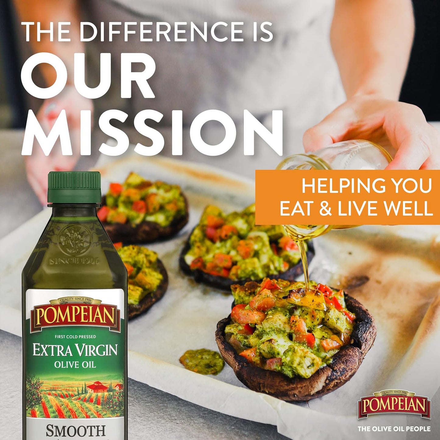 Pompeian Smooth Extra Virgin Olive Oil, Contains Polyphenols, First Cold Pressed, 32 Fl Oz