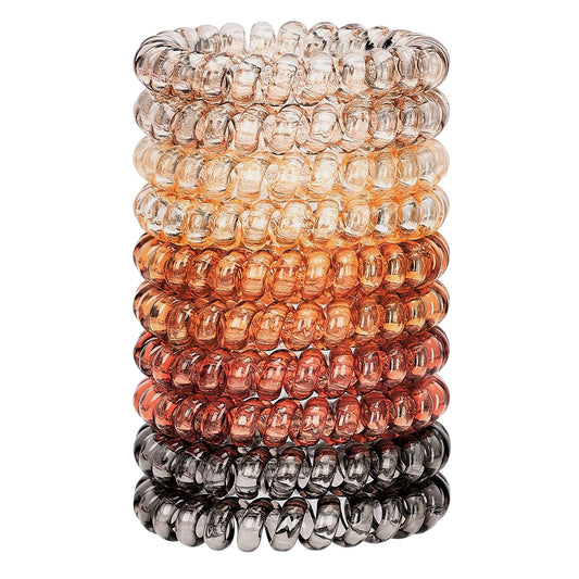 JessLab Spiral Hair Ties for Women, 10-Pack Traceless No-Damage Ponytail Holders, Coils Hair Bands for Girls, Assorted Colors
