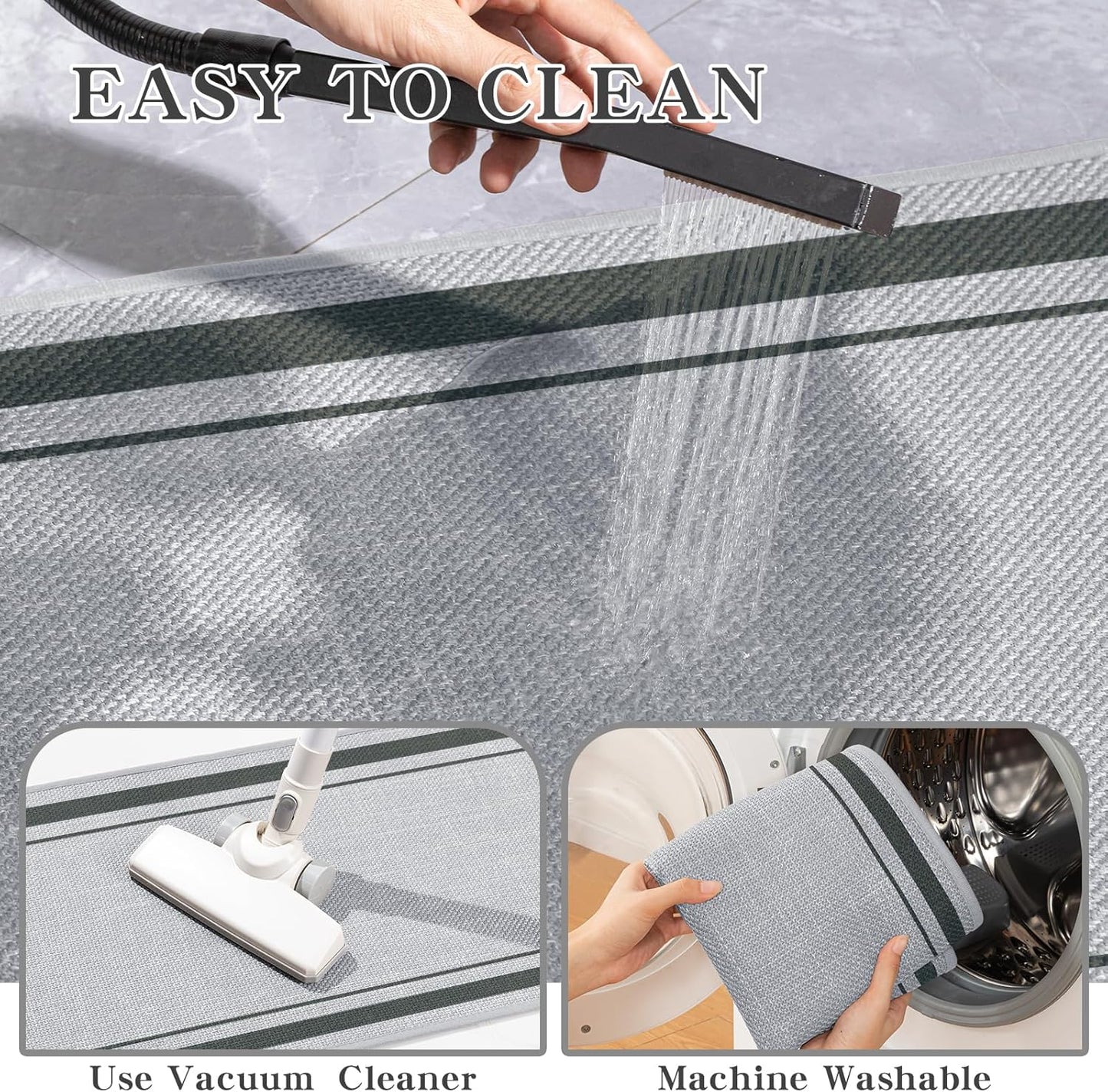 chakme Bathroom Rugs Mat 36x24, Ultra Thin Non Slip Bath Mat Large Quick Dry Absorbent Bath Mat for Bathroom Floor, (Light Grey, 36"x24")