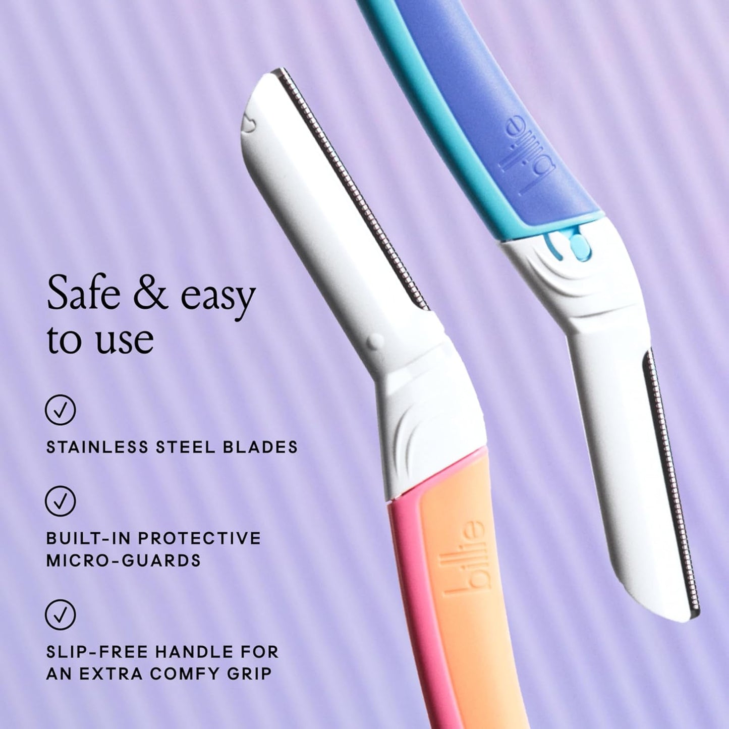 Billie - Dermaplane Starter Kit - Reusable Handle + 3 Refill Blades - Remove Facial Hair + Perfectly Shape Brows - Dermatologist-Approved - Malibu