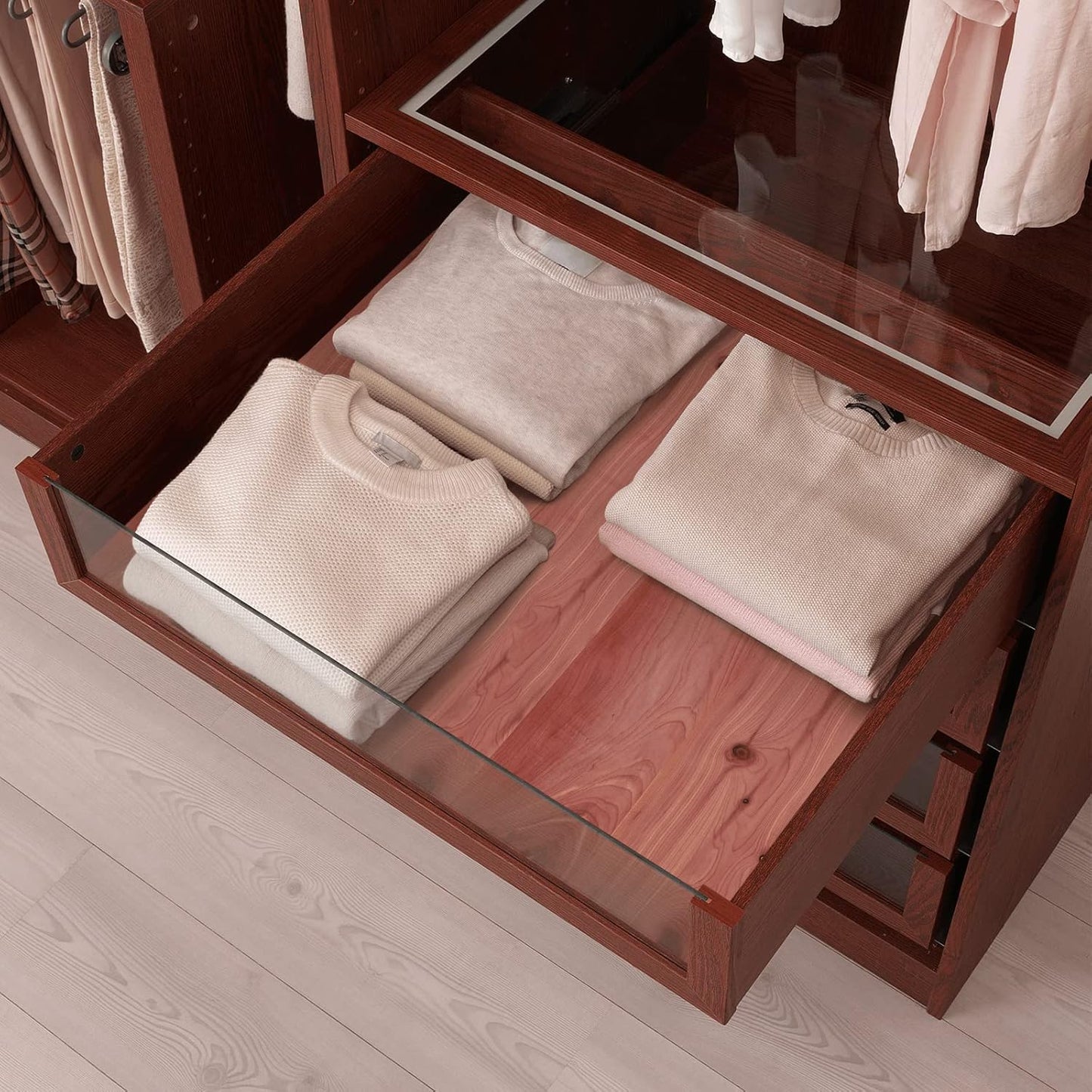 Homode Cedar Closet Liner Planks, Set of 8 Drawer Liners, Tongue and Groove, Aromatic Cedar Wood Panels for Clothes Storage, 11.5 x 4 x 0.4 Inches