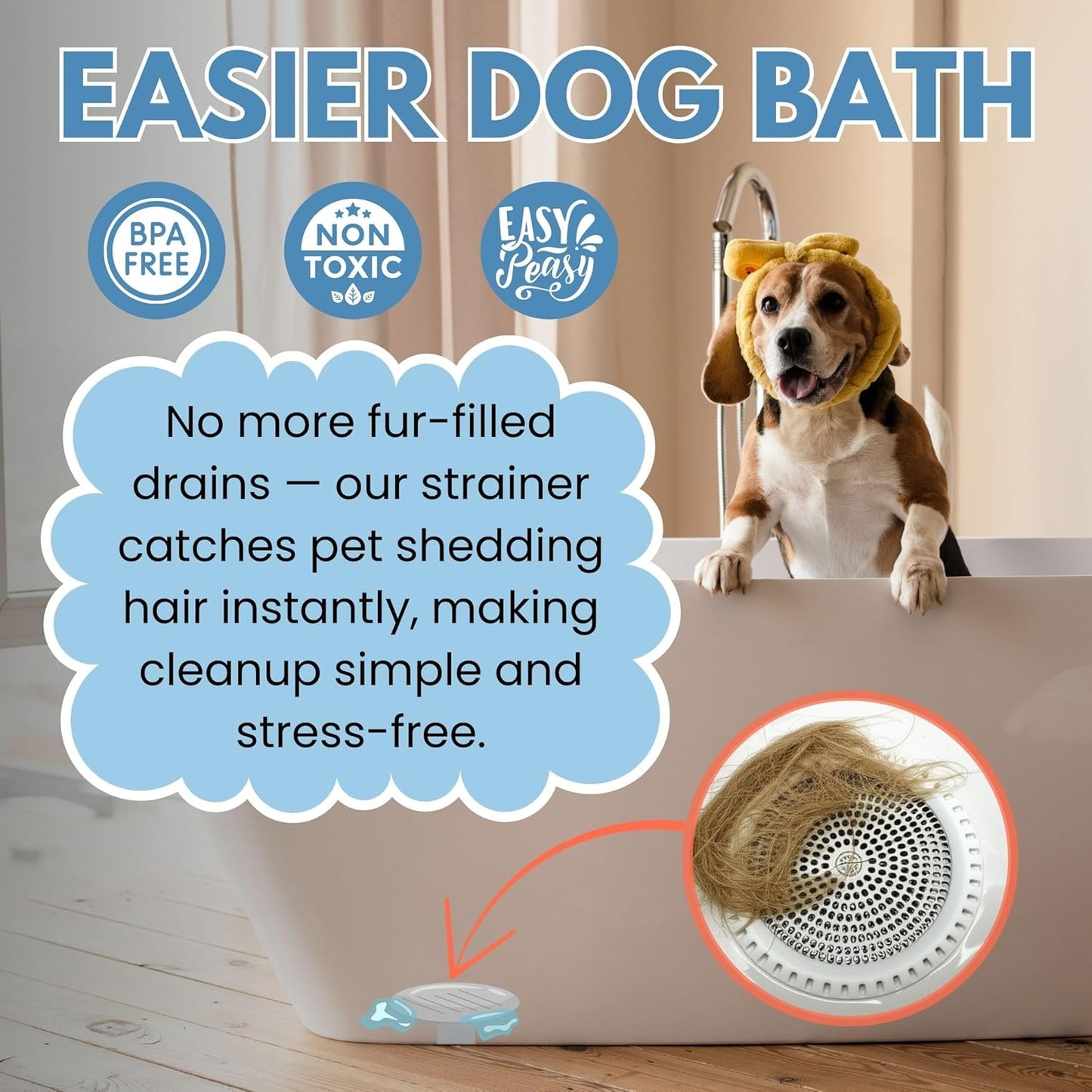 Shower Drain Hair Catcher – Ultra ShowerRing 5" Drain Cover for Flat & Domed Floors | Stainless Steel Hair Trap with Silicone Rim | High-Flow Strainer Prevents Clogs - Black