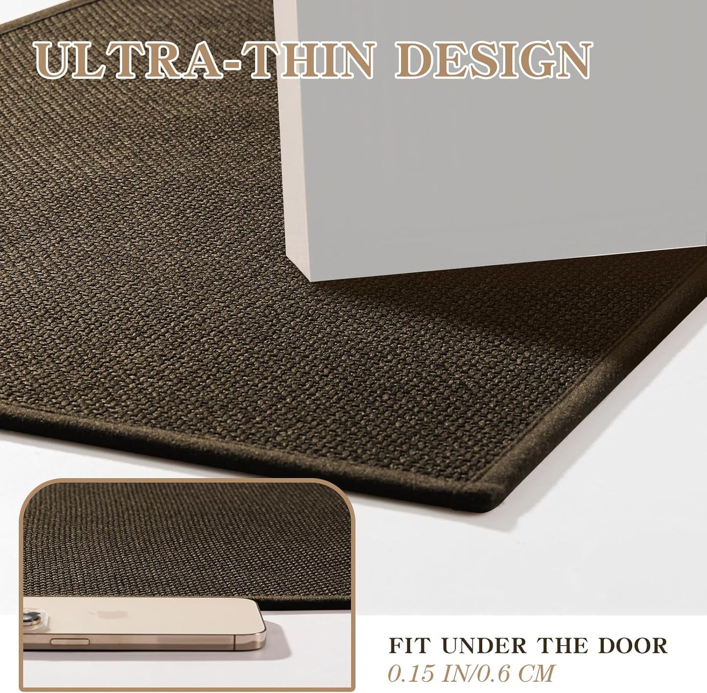 chakme Bathroom Rugs Mat 32x17, Ultra Thin Non Slip Bath Mat Quick Dry Absorbent Bath Mat for Bathroom Floor, (Brown, 32"x17")