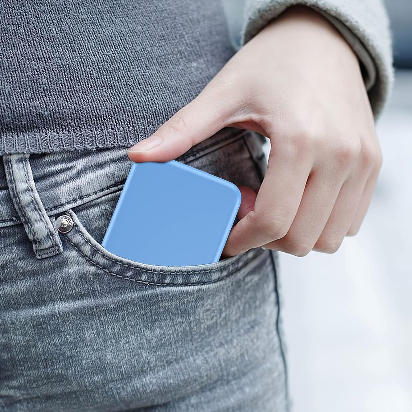 Kintion Pocket Mirror, 1X/3X Magnification LED Compact Travel Makeup Mirror with Light for Purse, 2-Sided, Portable, Folding, Handheld, Small Lighted Mirror for Gift, Blue