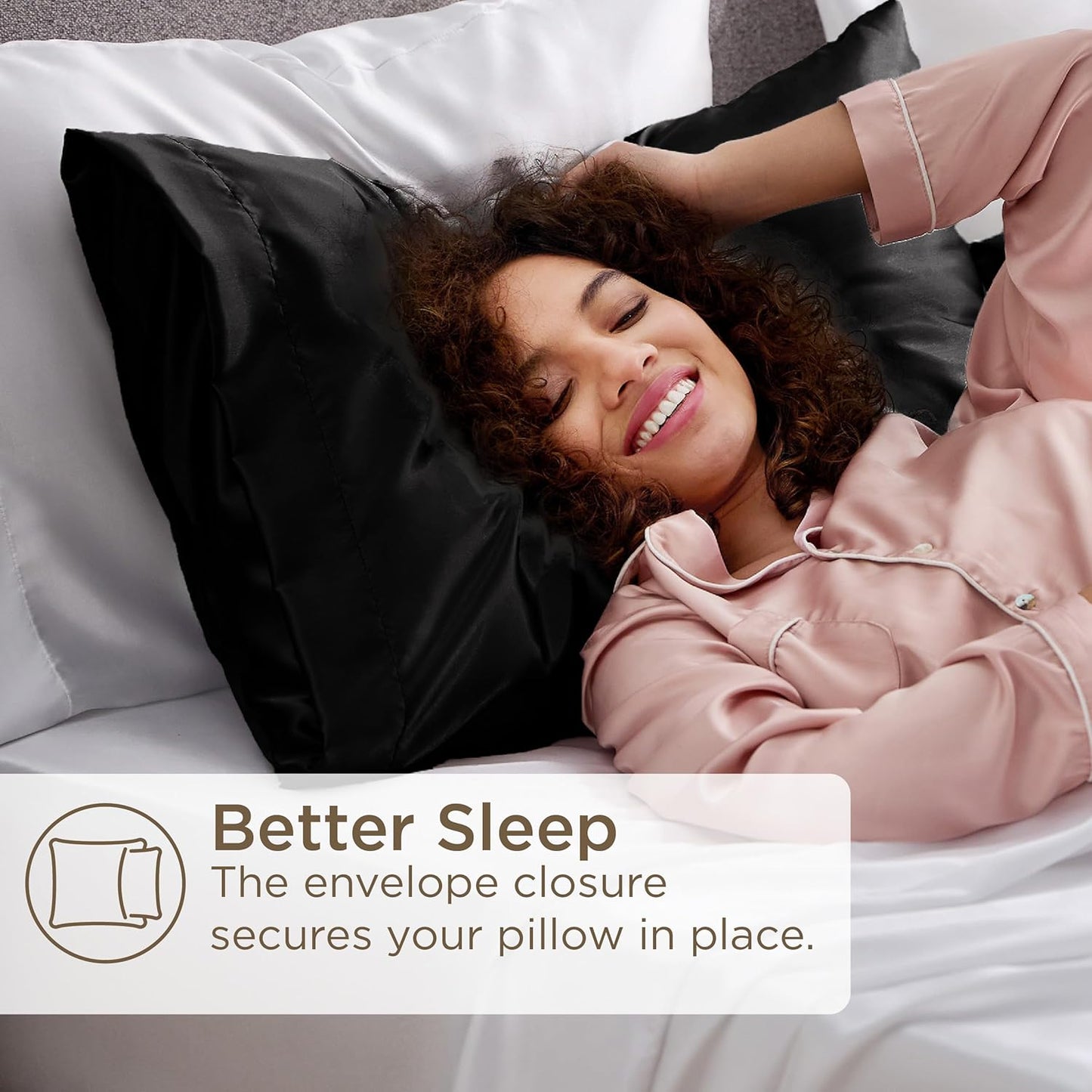 Bedsure King Size Satin Pillowcase Set of 4 - Black Pillow Covers for Hair and Skin 20x36 Inches with Envelope Closure, Similar to Silk Pillow Cases, Gifts for Women Men