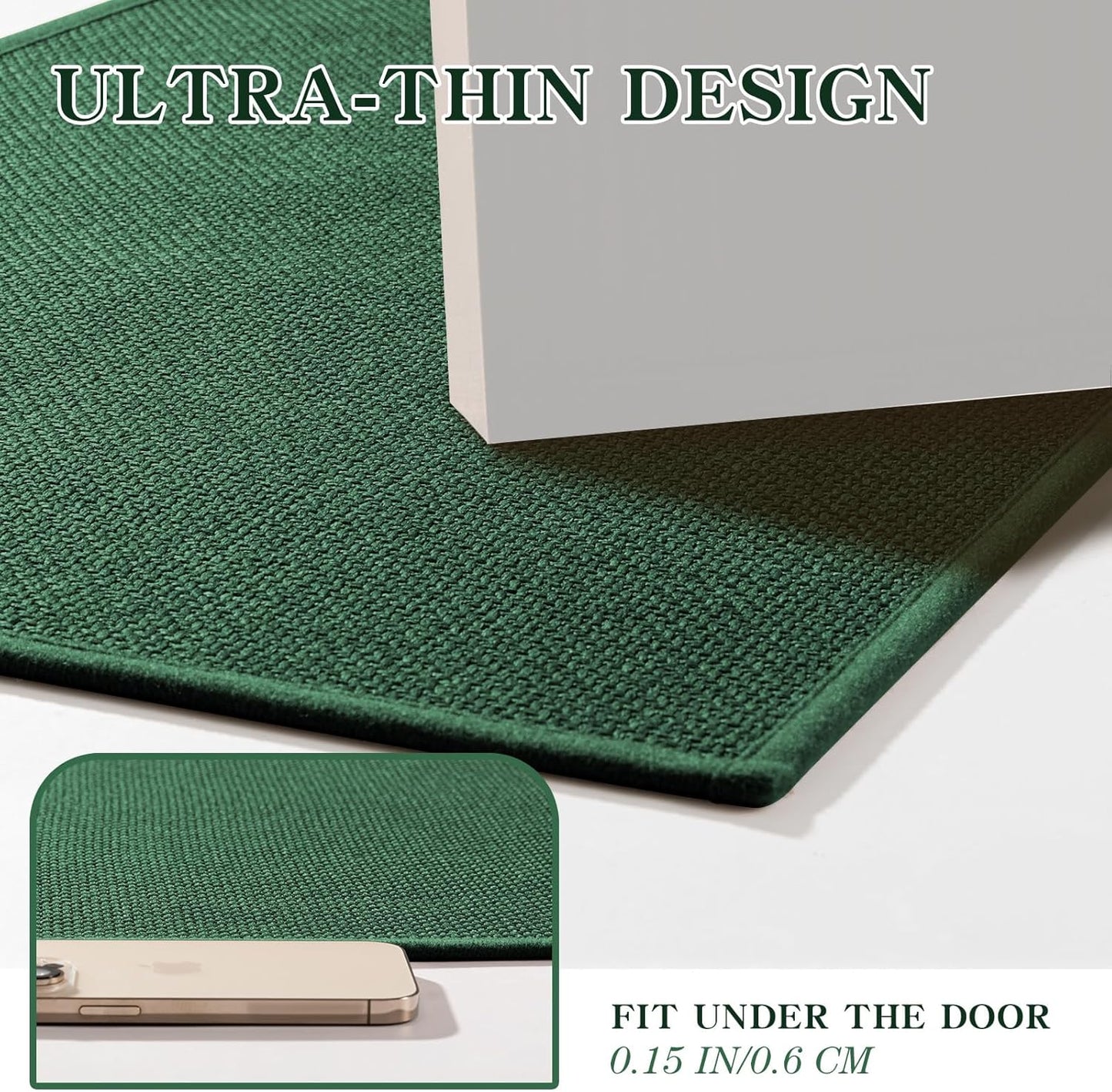 chakme Bathroom Rugs Mat 47x17, Ultra Thin Non Slip Bath Mats Runner Quick Dry Absorbent Bath Mat for Bathroom Floor, (Green, 47"x17")