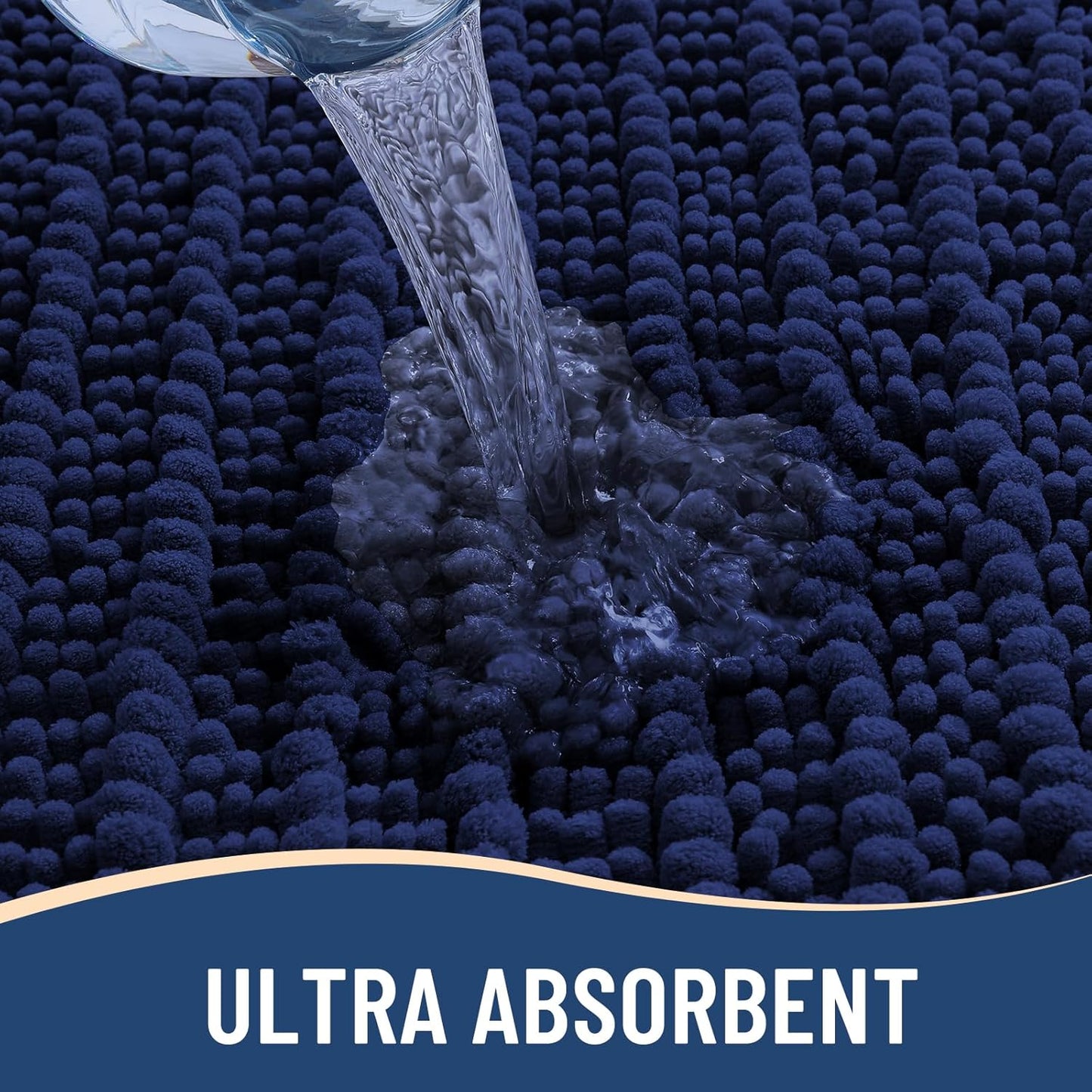 Arotive Luxury Round Chenille Bathroom Rug Mat, Extra Soft Thick Absorbent Shaggy Bath Rugs, Non-Slip Machine Wash Dry Plush Bath Mats for Bathroom, Shower and Tub, 24x24, Navy