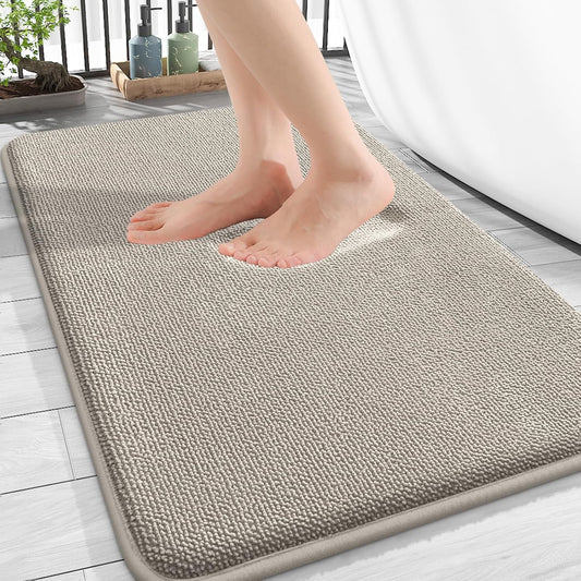 OLANLY Thick Memory Foam Bath Mat Rug 30x20, Extra Soft Absorbent Bathroom Rug, Quick Dry Bath Mats, Non-Slip, Machine Washable Carpet for Bathroom, Tub and Shower, Home Decor Accessories, Warm Taupe