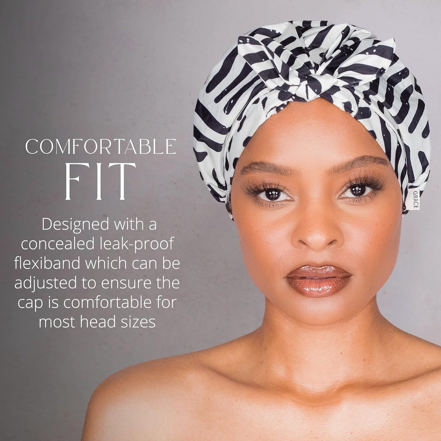 GRACE & COMPANY Luxury Shower Cap For Women - 100% Waterproof, Reusable, Washable & Breathable Shower Caps - Waymaker