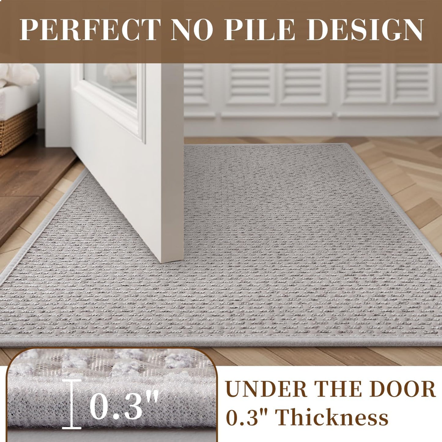 RESARE Non Slip Bathroom Runner - Machine Washable Bath Rugs, Super Absorbent Bath Mat Quick Dry Bath Runner, Bath Mat Ultra Soft Rugs for Bathroom Floor, 20"x70" Light Grey