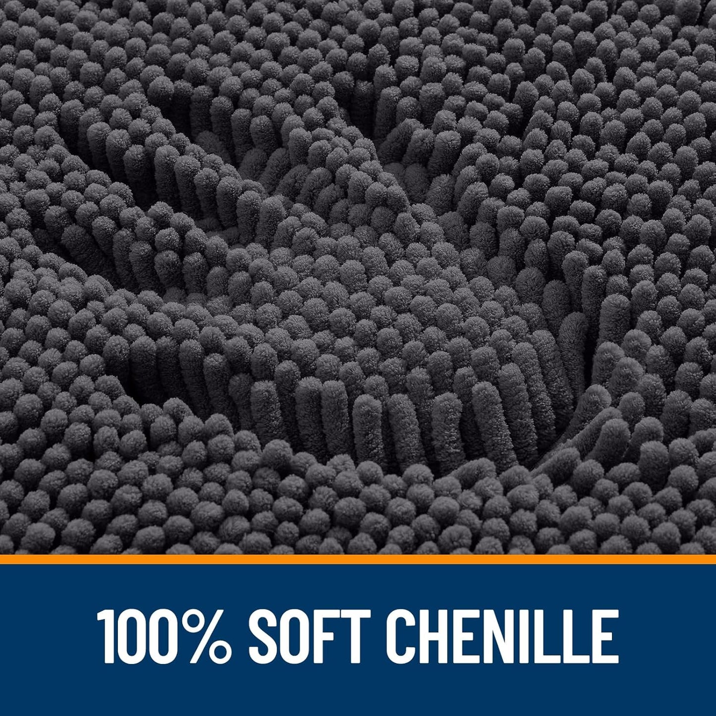 OLANLY Bathroom Rugs 50x30, Extra Soft Absorbent Chenille Bath Rugs, Rubber Backing Quick Dry, Machine Washable Bath Mats for Bathroom Floor, Tub and Shower, Home Decor Accessories, Dark Grey