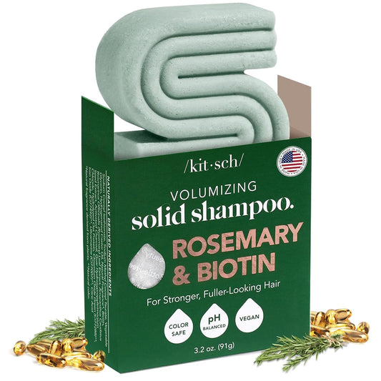 Kitsch Rosemary & Biotin Shampoo Bar - For Hair Growth, Strengthening, Thickening & Volumizing Shampoo for Women and Men - Free of Parabens, Sulfates & Silicones - Made in USA - 3.2 oz