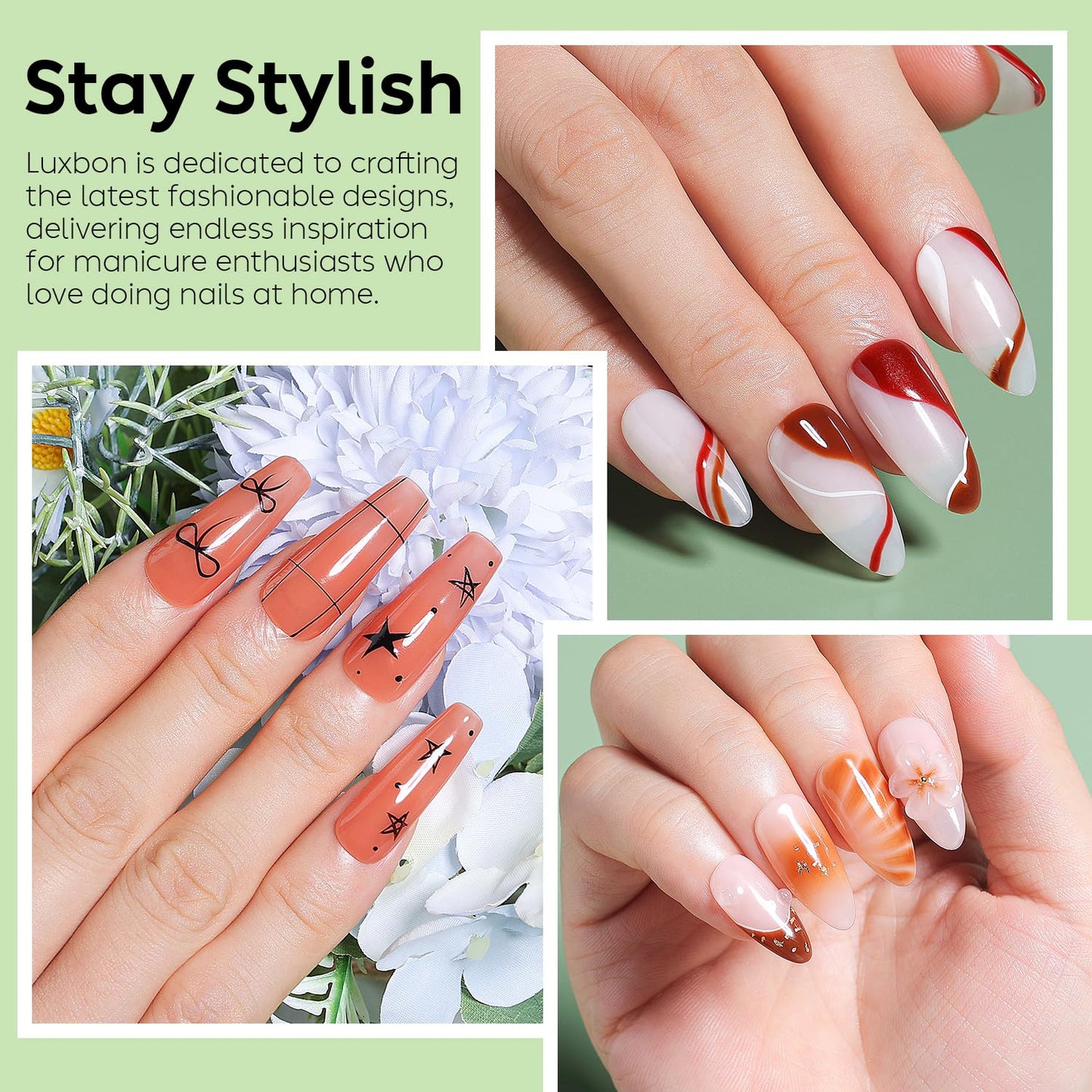 Luxbon 12 pcs Gel Nail Polish Set - Spring Color Set Long Lasting Gel Polish, uv led Soak Off Nail Art Designs Manicure Kit 003