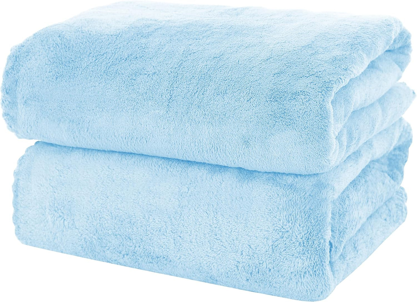 MOONQUEEN 2 Pack Premium Bath Towel Set - Quick Drying - Microfiber Coral Velvet Highly Absorbent Towels - Multipurpose Use as Bath Fitness, Bathroom, Shower, Sports, Yoga Towel (Aquamarine)
