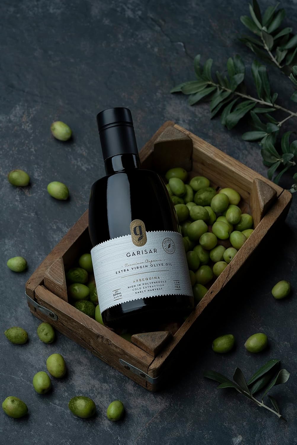 Garisar High In Polyphenol Premium Extra Virgin Olive Oil (>600 ppm), Low Acidity (max 0.2%), NYIOOC 2025 Gold Medal Winner, Organic Agriculture, Hand Picked, Cold Pressed, 100% Arbequina, Pack of 2