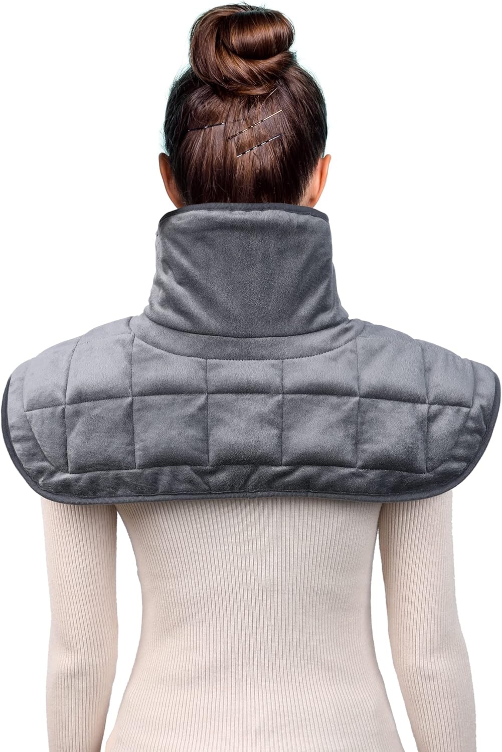 Heating Pad, Weighted Heating Pads for Cramps, 14'' x 20'' Electric Heating Wrap for Neck and Shoulders, 4 Heat Settings, Fast-Heating Technology, Auto Shut-Off (Gray)