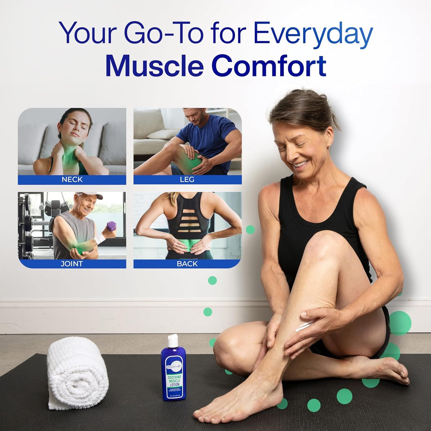 Epsom-It Soothing Muscle Lotion - Epsom Salt Magnesium Sulfate Cream Arnica for Muscle Stiffness, Topical Magnesium Lotion, Providing Comfort for Legs, Knee and Feet, 8.0 oz., 4-Pack