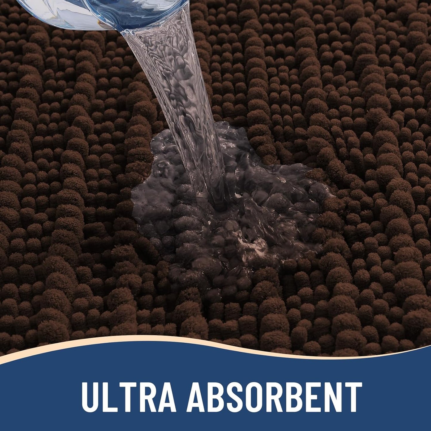 Arotive Luxury Chenille Bathroom Rug Mat, Extra Soft Thick Absorbent Shaggy Bath Rugs, Non-Slip Machine Wash Dry, Plush Bath Mats for Bathroom, Shower and Tub, 40x24, Brown