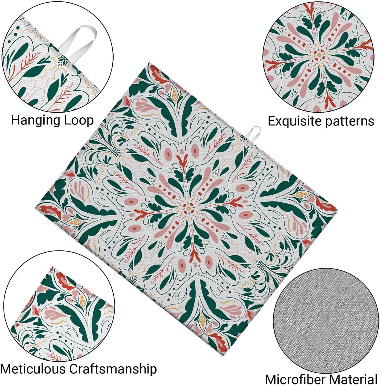 Dish Drying Mat For Kitchen Counter, Garden Tulips Microfiber Absorbent Dish Drainer Rack Pad Reusable Large 18x24in Drying Mat