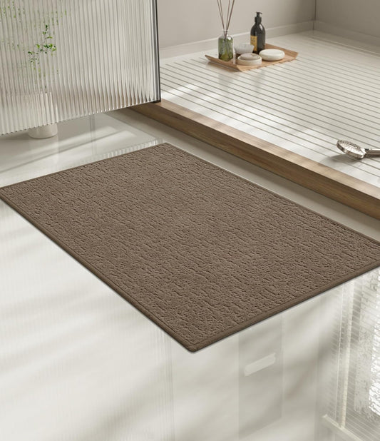 chakme Bathroom Rugs Mat 24x17, Ultra Thin Non Slip Bath Mat Small Quick Dry Absorbent Bath Mat for Bathroom Floor, (Coffee, 24"x17")
