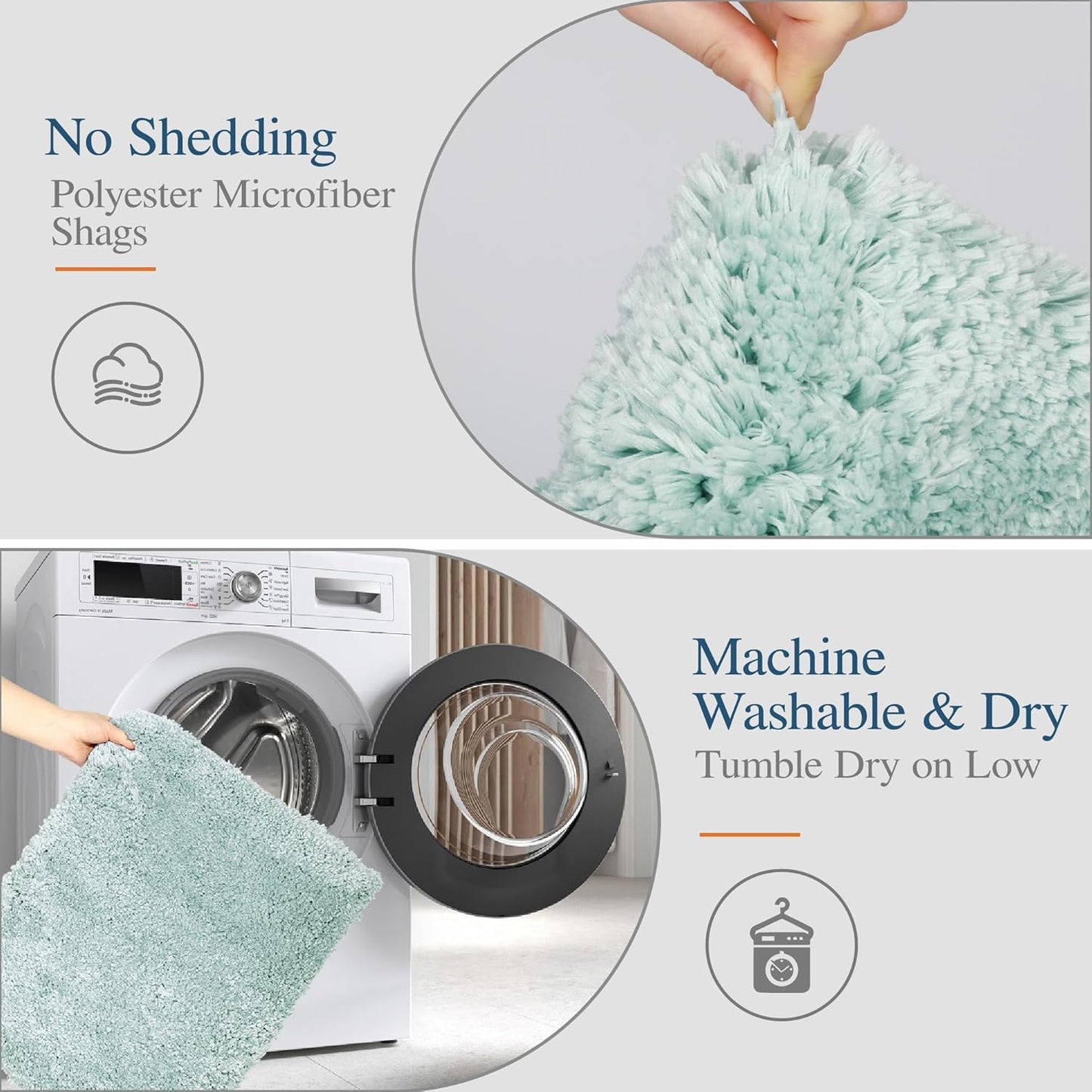 Walensee Large Bathroom Rug (24 x 36, Aqua) Extra Soft and Absorbent Shaggy Bath Mat Machine Washable Microfiber Non Slip Luxury Floor Mat