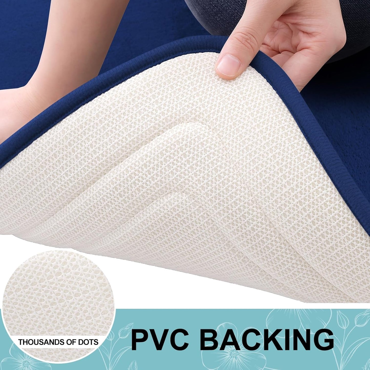 Grandaily Memory Foam Bath Mat Rug 59x34, Ultra Soft, Non-Slip and Absorbent Bathroom Rugs, Machine Wash Dry, Comfortable Bath Carpet for Bathroom Floor, Tub and Shower, Navy Blue